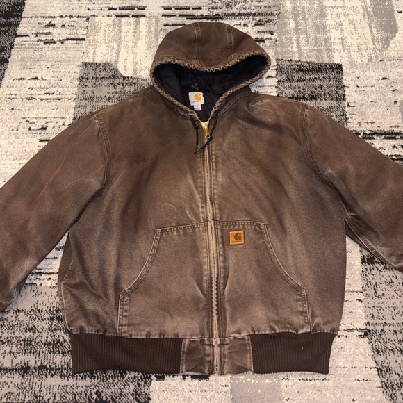 Vintage Carhartt Brown Faded Hooded Active Work Jacket - Picture 5 of 12